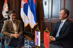 28 March 2024 National Assembly Speaker Ana Brnabic in meeting with the Ambassador of the People's Republic of China to the Republic of Serbia Li Ming